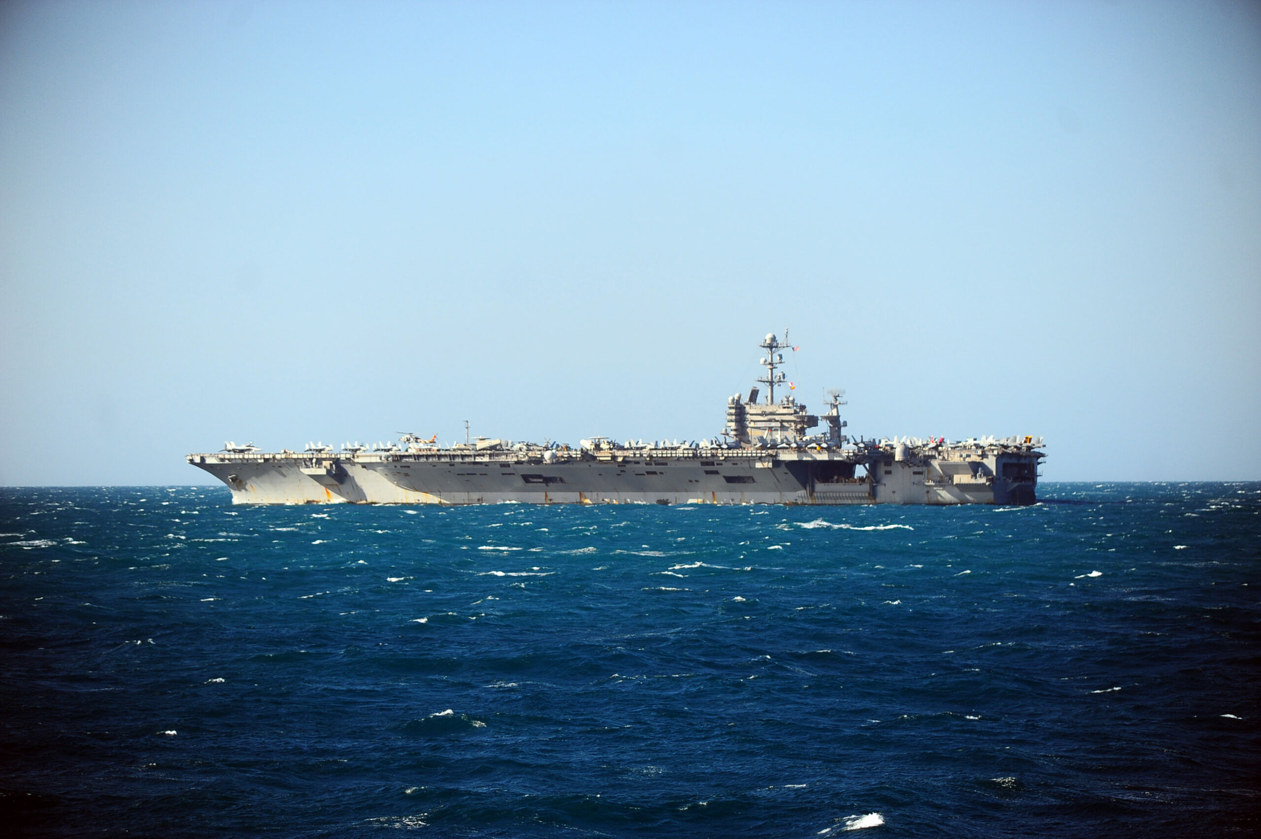 150713-N-BX824-133 
TIMOR SEA (July 13, 2015) The aircraft carrier USS George Washington (CVN 73) is underway in the Timor Sea in support of Talisman Sabre 2015. Talisman Sabre is a biennial exercise that provides an invaluable opportunity for nearly 30,000 U.S. and Australian Defence Forces to conduct operations in a combined, joint and interagency environment that will increase both countries' ability to plan and execute a full range of operations from combat missions to humanitarian assistance efforts. (U.S. Navy photo by Mass Communication Specialist 3rd Class Ricardo R. Guzman/Released)